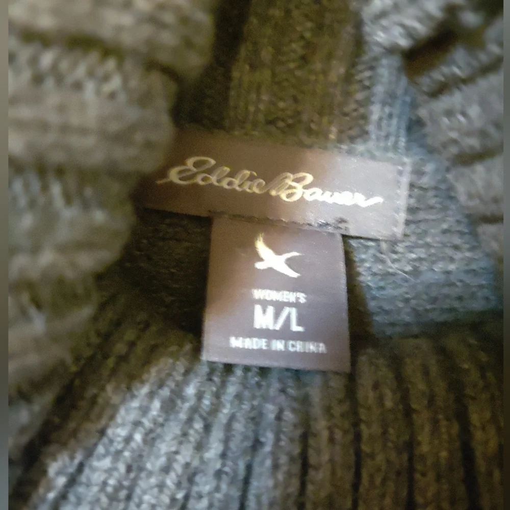 Eddie Bauer Cotton/Wool Blend Fringe Poncho Sweater (M/L) - Picture 3 of 6